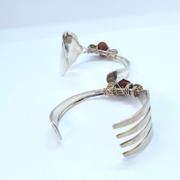 Vintage silverware bracelets - Handmade funky bangles 2 piece set - Picture 6 of 14